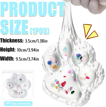 Big Taba Squishy Paw, 4.2In Clear Cat Paw Squeeze Toys, Sticky Squishy Toy | Soft Stress Relief Fidget Sensory Toys, Executive Desk Toys & Party Favors for Kids & Adults