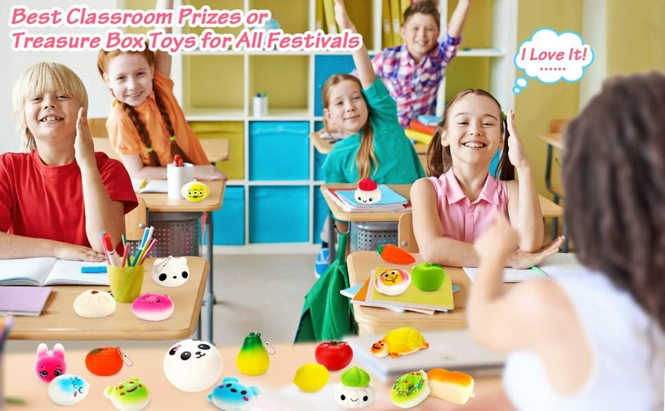 30-Piece Assorted Foam Squishies - Slow Rising Sensory Stress Ball Toys for Kids and Adults, Ideal for Party Favors, Stocking Stuffers, Birthday Celebrations, Piñatas, Easter Baskets, and Christmas Gifts