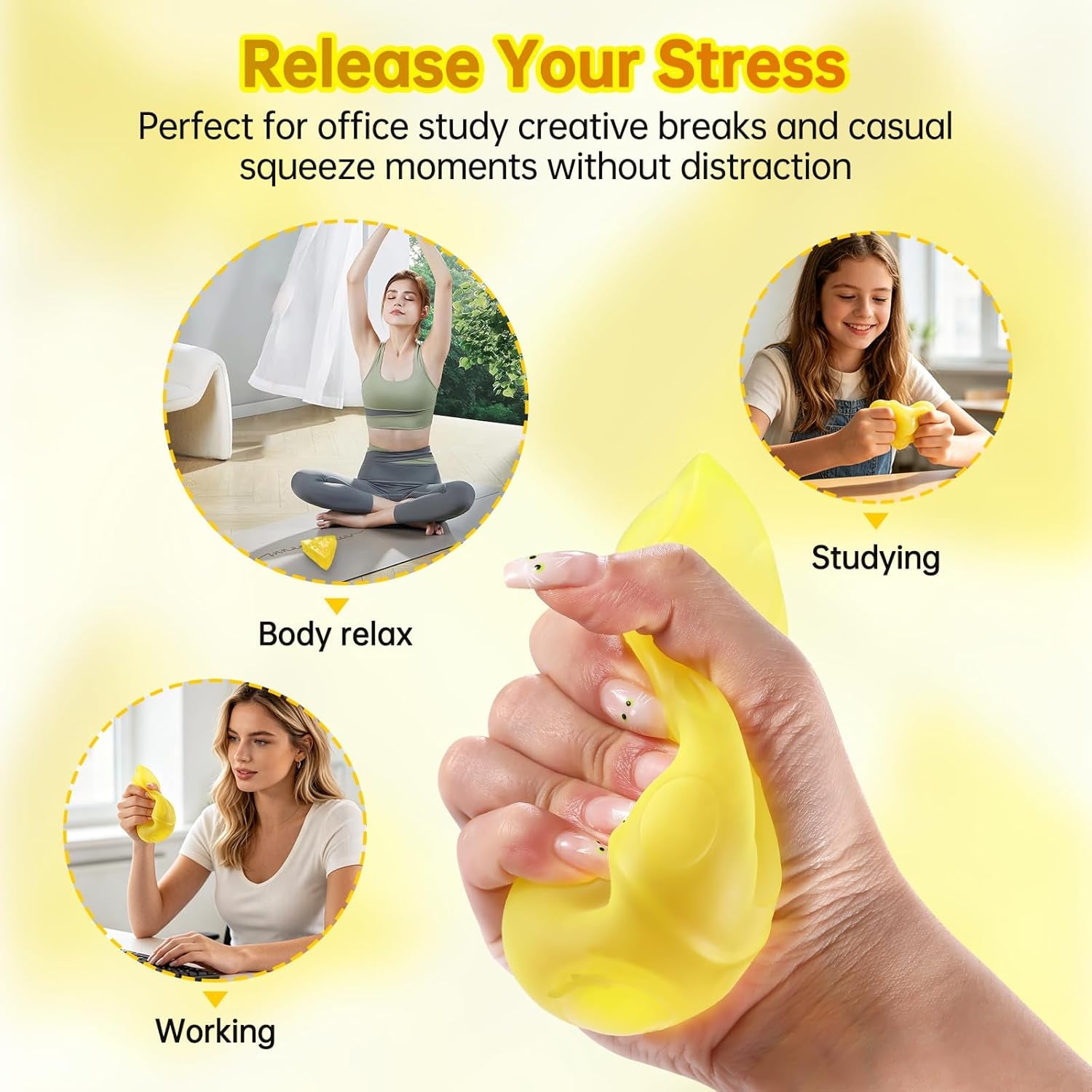 Coconut Oil Squishy, Cheese Squishy, Shapeable Stress Relief Toys | No Rebound, Fidget Squeeze Anxiety Relief, Cute Desk Decor, Party Favors, Birthday & Holiday Gifts, Adult Office Toys