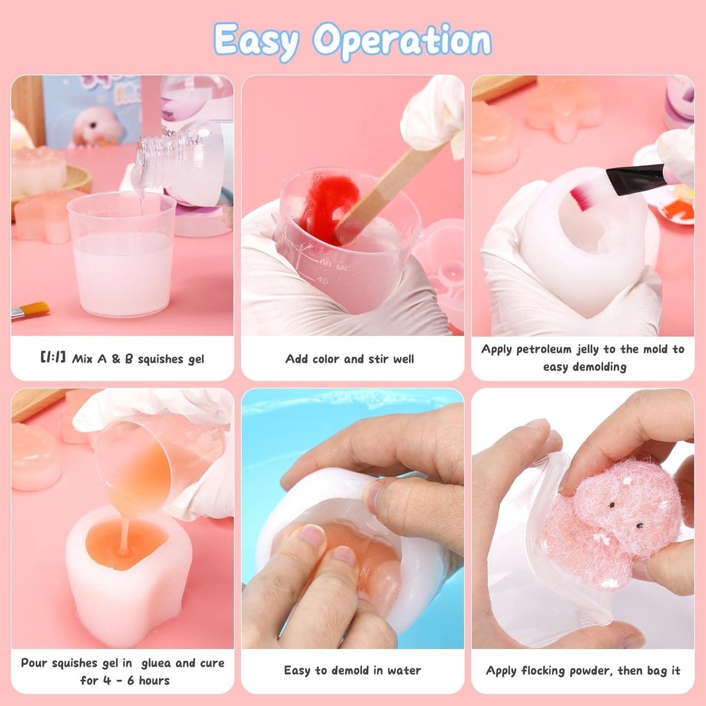 Taba Squishy Making Kit - 18oz 1:1 AB Ratio Epoxy Resin with Silicone Molds for Hamster, Pig, Rabbit, and Cat Paws