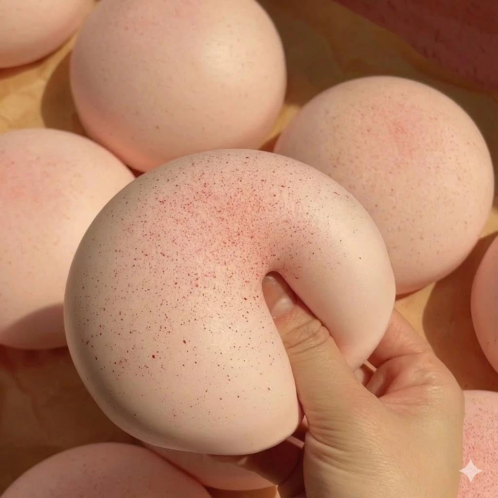Cheese Slow Rising Squishy and Sticky Bread Fidget Toys | Foam Bread and Butter Stress Relief Balls for Adults - Desk Decor (Pink)