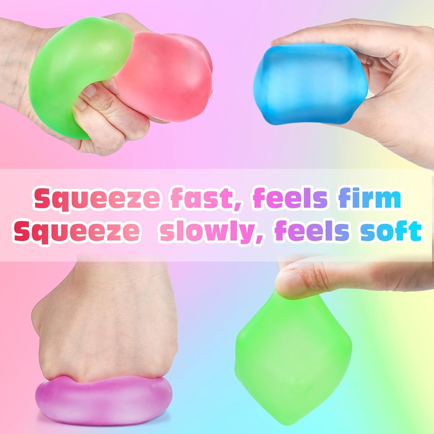 4 Pack Stress Cube,Slow Rising Ice Cube Stress Balls for Adults Kids | Sensory Fidget Toy for Anxiety Relief, Square Shape Cube Squishy for Classroom Prizes, Squishy Balls for Party Favors