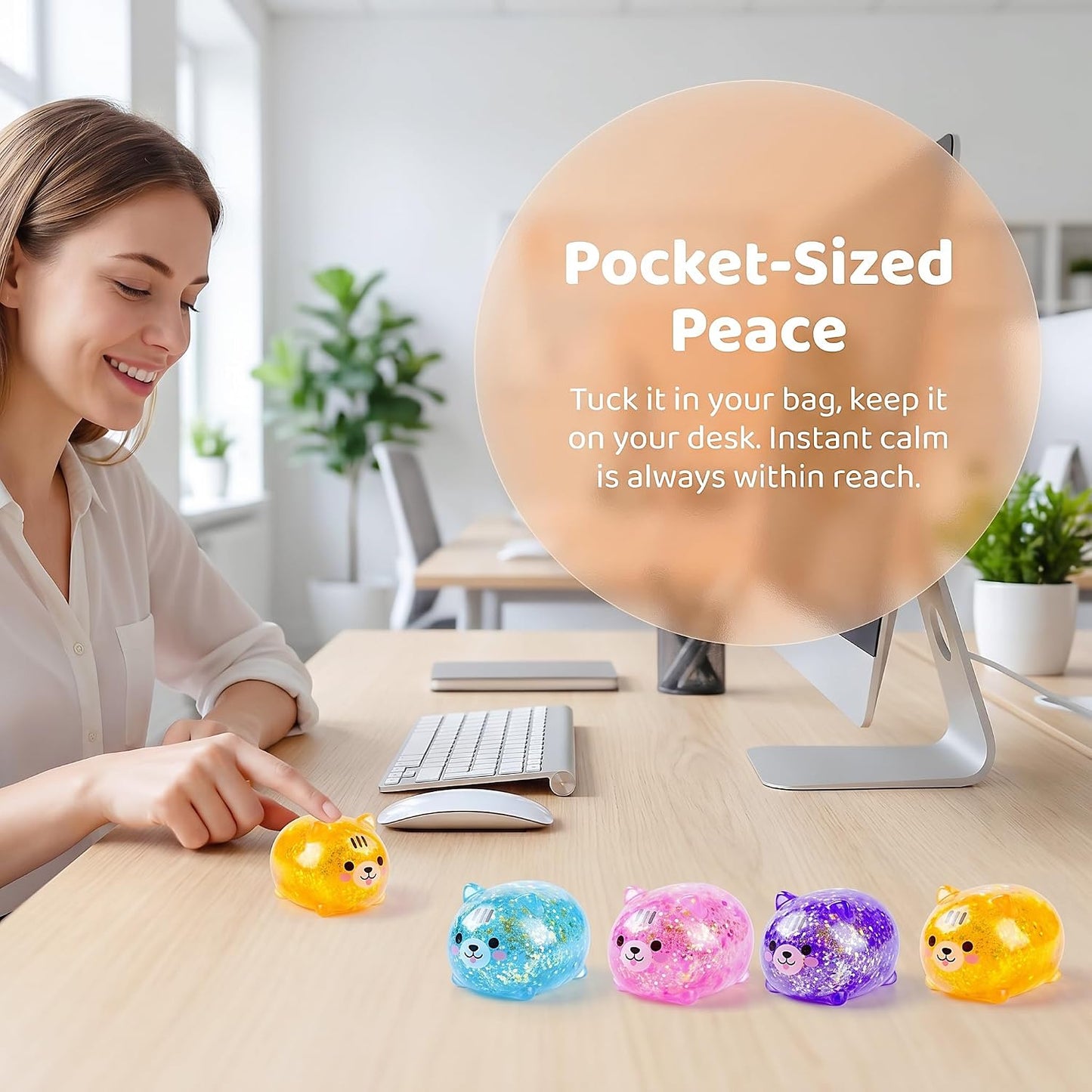 4 Pack Squishy Shiba Inu Stress Ball, Miniature Figurines & Desk Decor | Glitter Shiba Inu Squishy Balls Home & Garden Decoration Tiny Shiba Inu Squishy for Adults, Party Favors & Birthday Gifts