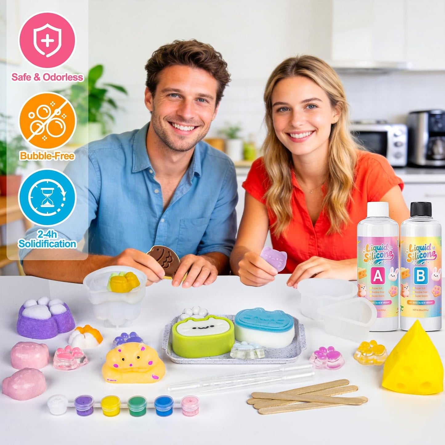 Taba Squishy Making Kit, DIY Taba Squishy Kit,18Oz Squishy 7 Molds Silicone | DIY Making Kits Liquid Silicone 1:1 AB Ratio Epoxy Resin Mix for Squishy,Stress Relief Taba Squishies,Gifts for Any Occasion