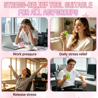 Stress Relief Apple Squishy Toy - Slow Rising Fruit Stress Ball for Adults, Cute Desk Decor (Green)