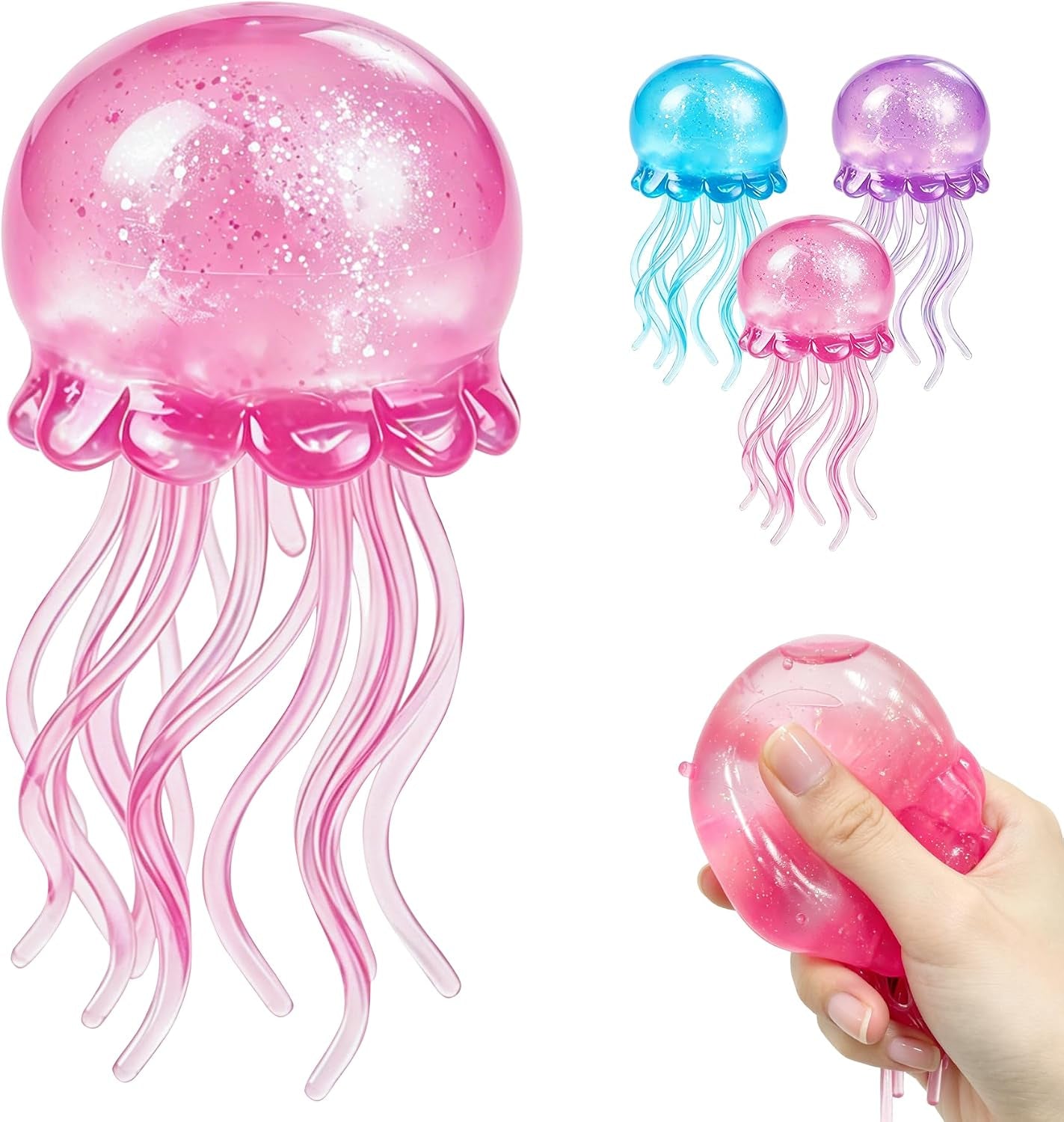 Jellyfish Squishy Squeeze Toy - 3.78 Inch Slow Rise Sensory Fidget Toy, Ideal for Parties, Classrooms, and Family Gifts - Suitable for Adults, Teenagers, and Children (Pink)