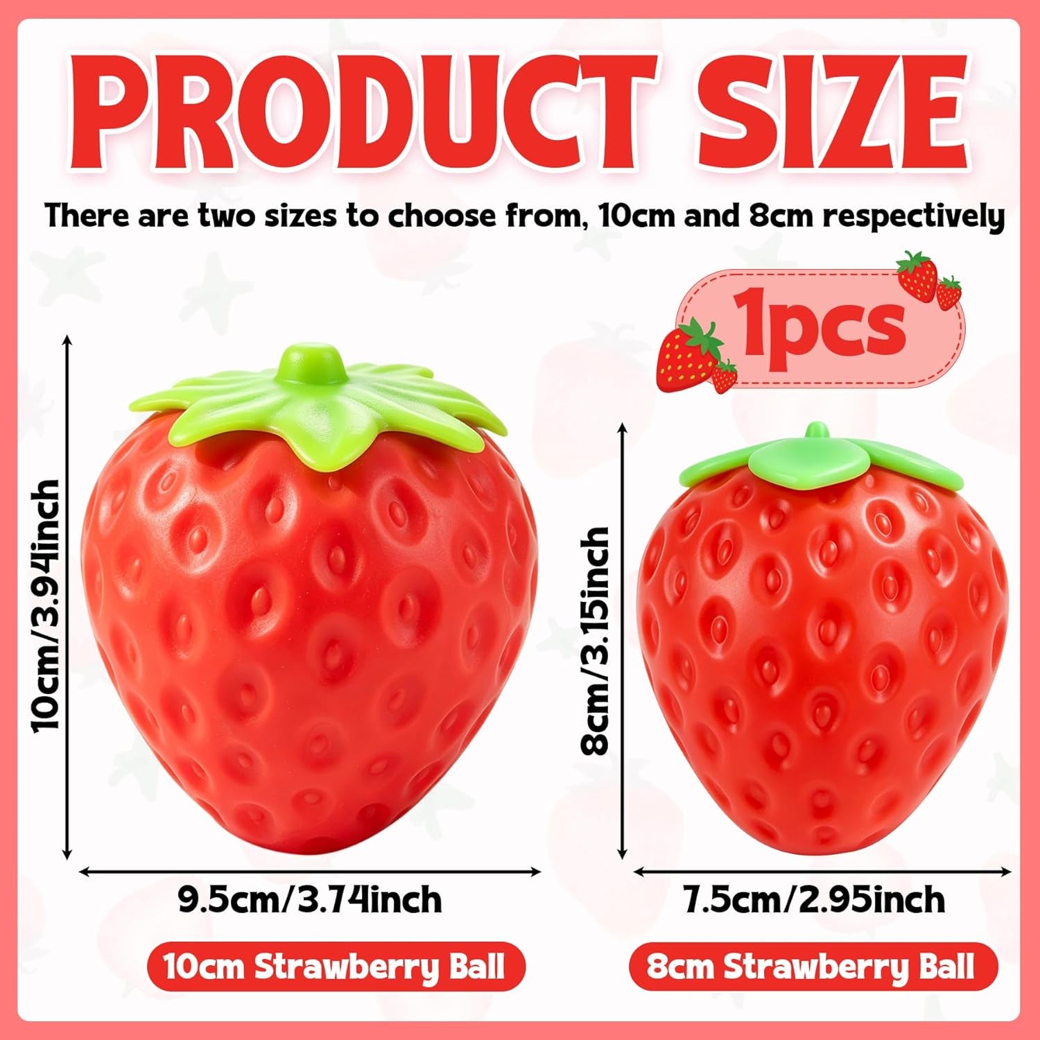 Lifelike Strawberry Squishies Squeezy Toys, 3.15 Inch Big Strawberry | Taba Squishies Sensory Toys for Kids and Adults to Relieve Stress Anxiety, Red Fruit Stress Balls, Birthdays Party Gift