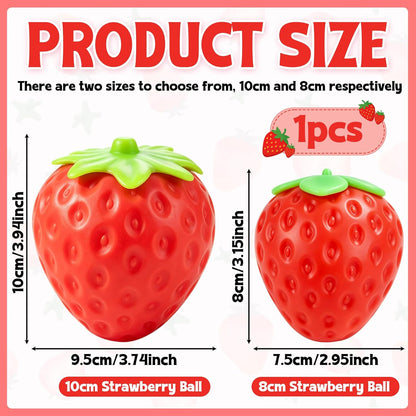 Lifelike Strawberry Squishies Squeezy Toys, 3.15 Inch Big Strawberry | Taba Squishies Sensory Toys for Kids and Adults to Relieve Stress Anxiety, Red Fruit Stress Balls, Birthdays Party Gift
