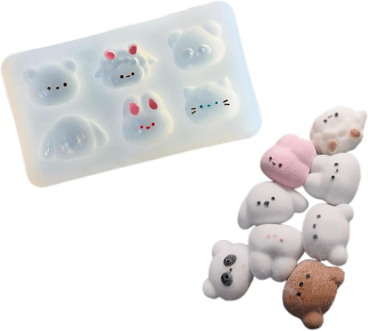 Set of 2 Animal Silicone Molds for DIY Taba and Kawaii Character Squishies, Mini Taba Squishy and Soap Making Molds