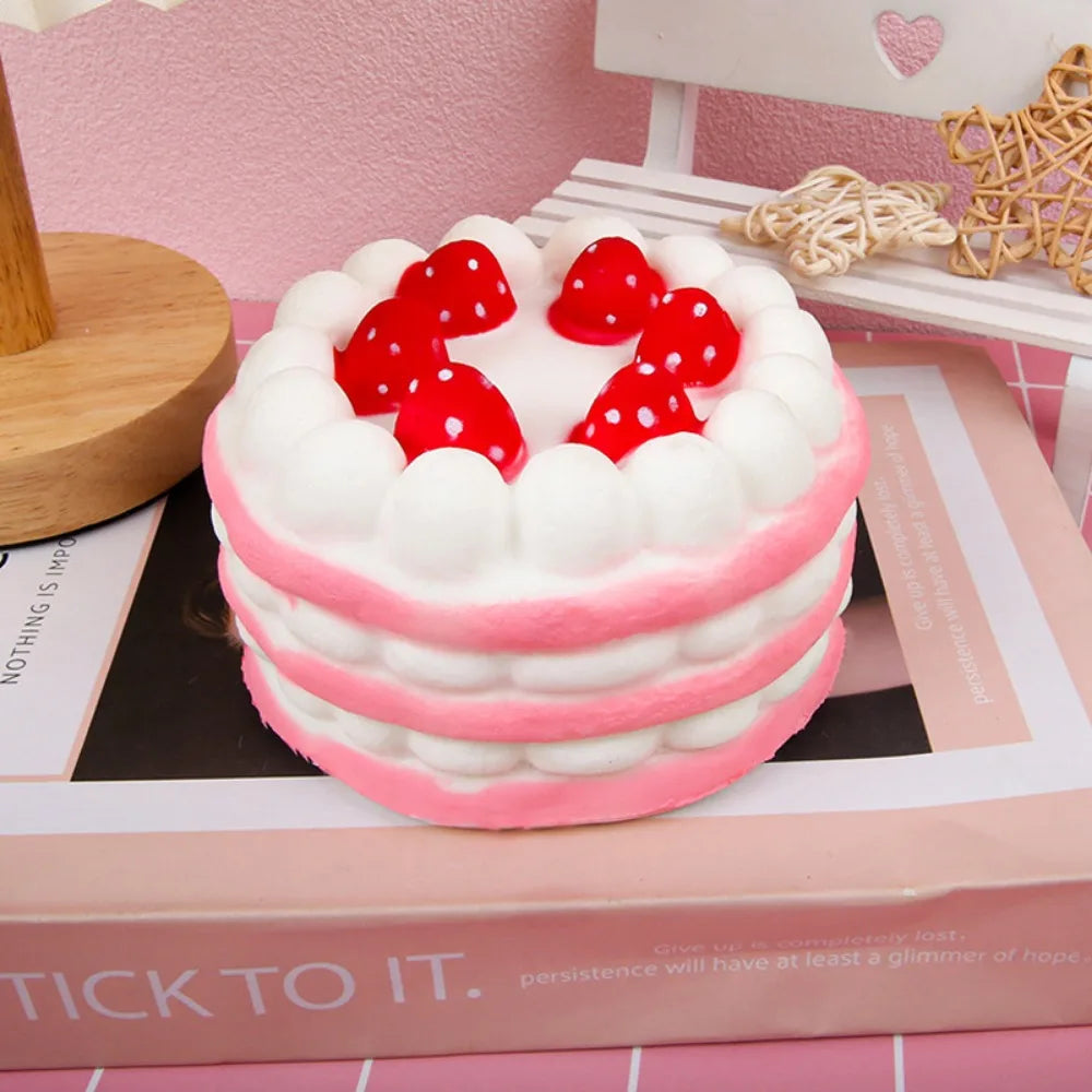 Jumbo Strawberry Cake Squishy - PU Slow Rising Stress Relief Toy for Kids