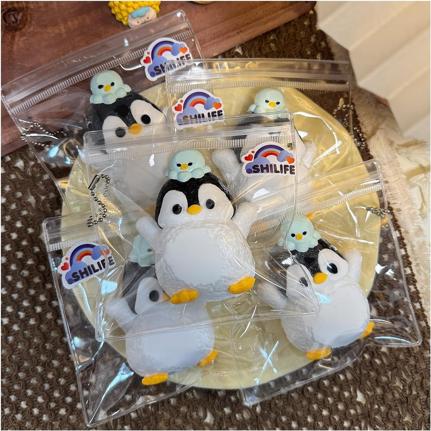 Slicone Taba Squishy, Stress Ball,Calming Fidget Toy, Penguin | FUFU Squishies Silicone Toys, Stress Relieving Fur Ball, OPP Packaging Gifts, Fidget Toys for Anxiety & Relaxation