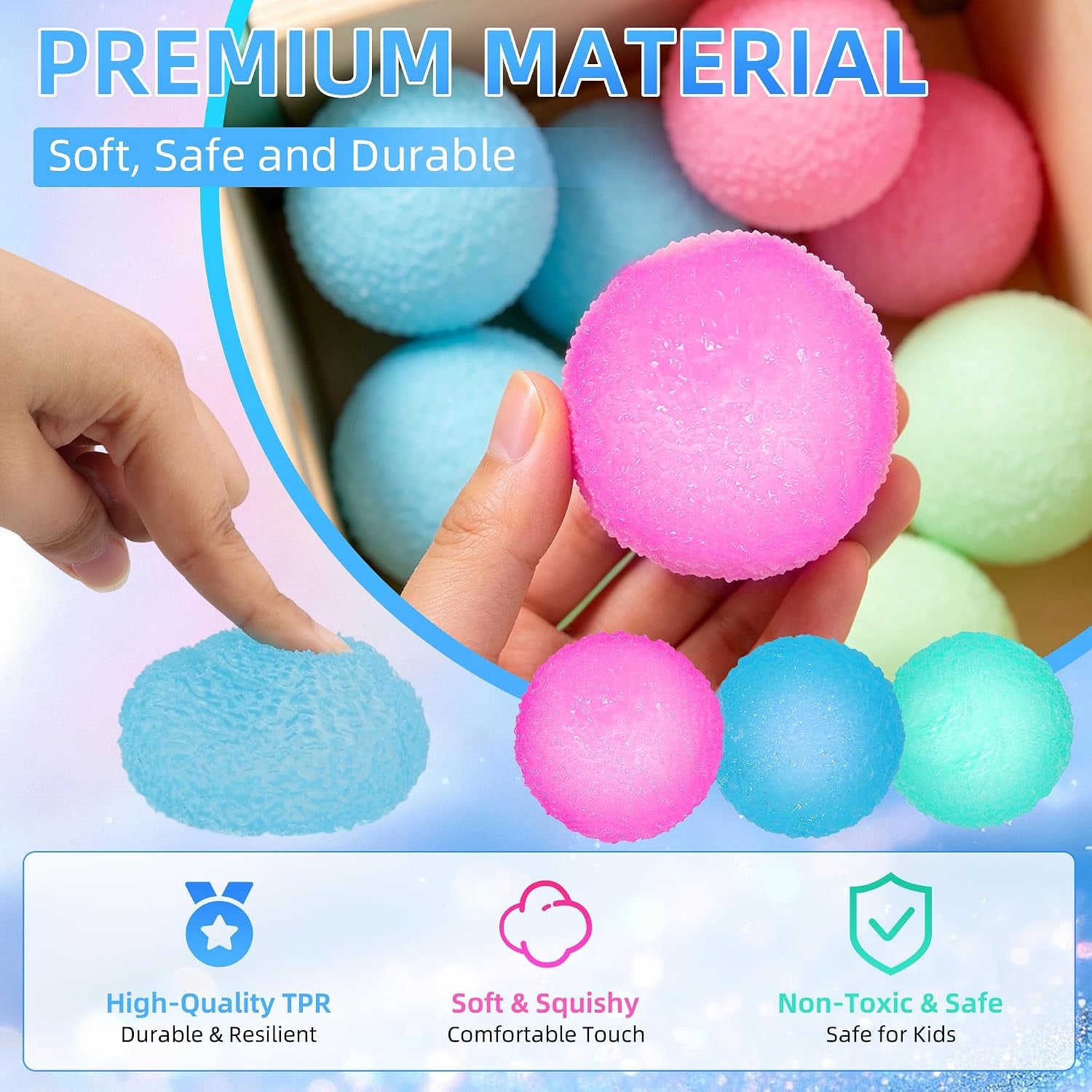 Set of 3 Textured Stress Relief Balls - Silky Fidget Toys for Anxiety Management | Soft Squeeze Sensory Balls for Kids and Adults - 1.85 Inches