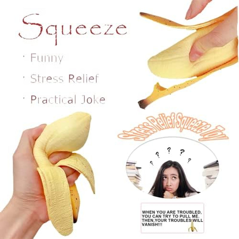 Scented Banana Squishies - Soft Stress Relief Squeeze Toys for Kids - Ideal Novelty Gift for Birthdays (Yellow)