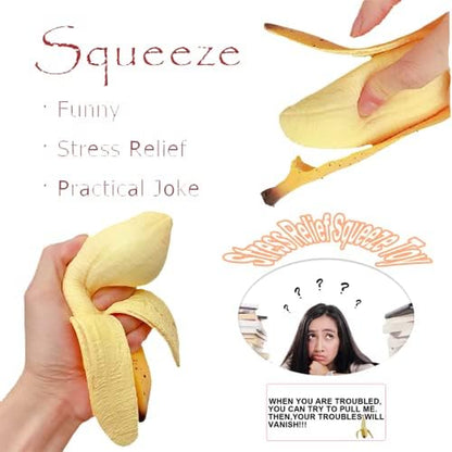 Scented Banana Squishies - Soft Stress Relief Squeeze Toys for Kids - Ideal Novelty Gift for Birthdays (Yellow)