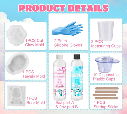 Liquid Silicone for Taba Squishy Kit - 18oz Transparent Fast-Curing Rubber for DIY Cat Paw Molds and Stress Relief Crafts