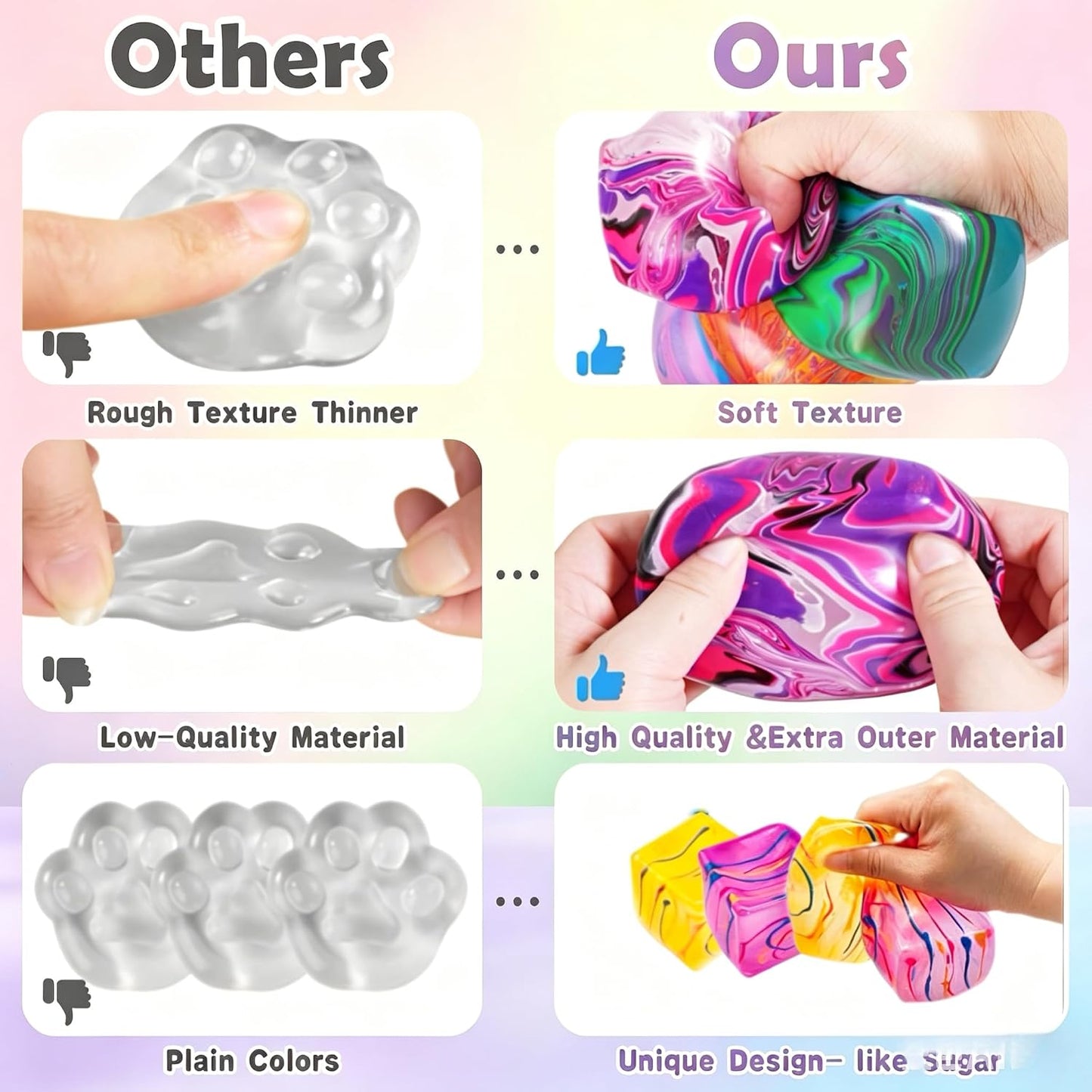 Fidget Toys Stress Relief Cube and Balls for Kids and Adults, Sensory Ice Sugar Squishies for Autism, Classroom Prize (Purple, 1 Pack)