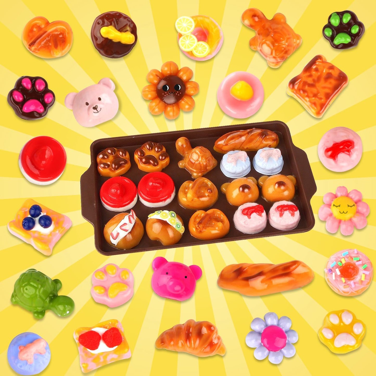 Mini Bakery Taba Squishy Craft Kit: DIY Mini Food Squishies with 12 Molds for Adults