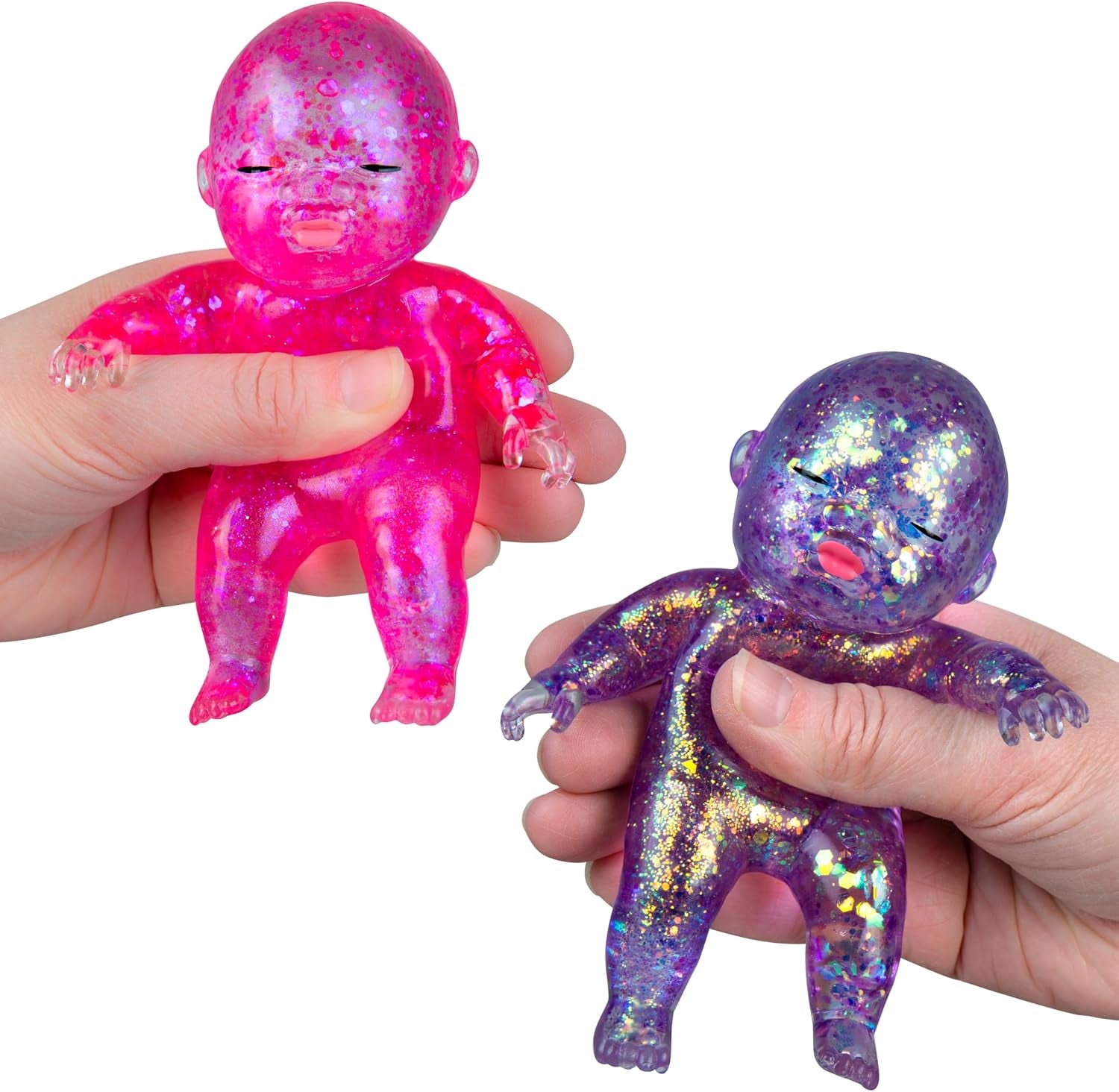 ORB Sugar Swaps Jumbo Baby Squishies - Pink and Purple 2-Pack of Sparkly Stress Relief and Sensory Toys for All Ages