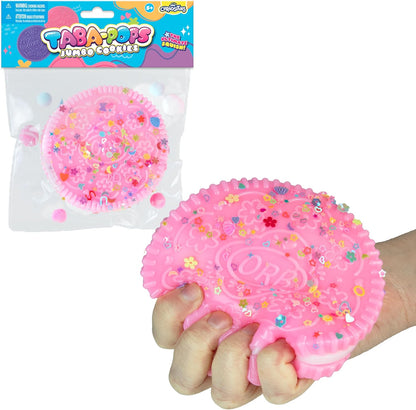 ORB Tabalicious Jumbo Pink TABA Squishy Cookie - Extra Soft, Oversized Sandwich Cookie for Stress Relief - Fidget Toy for All Ages