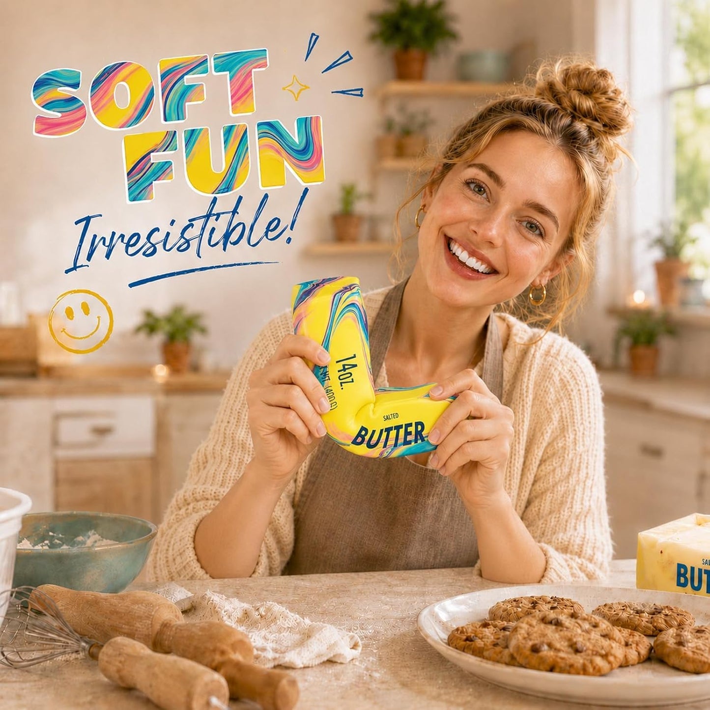 Giant Butter Squishy - 14oz Jumbo Slow Rising PU Foam Fidget Toy for Anxiety and Sensory Stress Relief for Adults, 2026 Edition