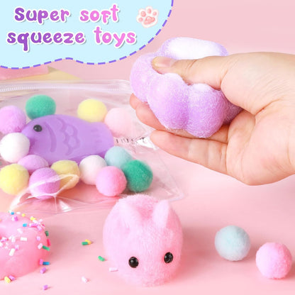Taba Squishy Kit - 18oz 1:1AB Liquid Silicone Set with 6 Molds, Bubble-Free Decompression Squishies Gift Set, Includes Guide and Flocking Powder for DIY Squishies Creation