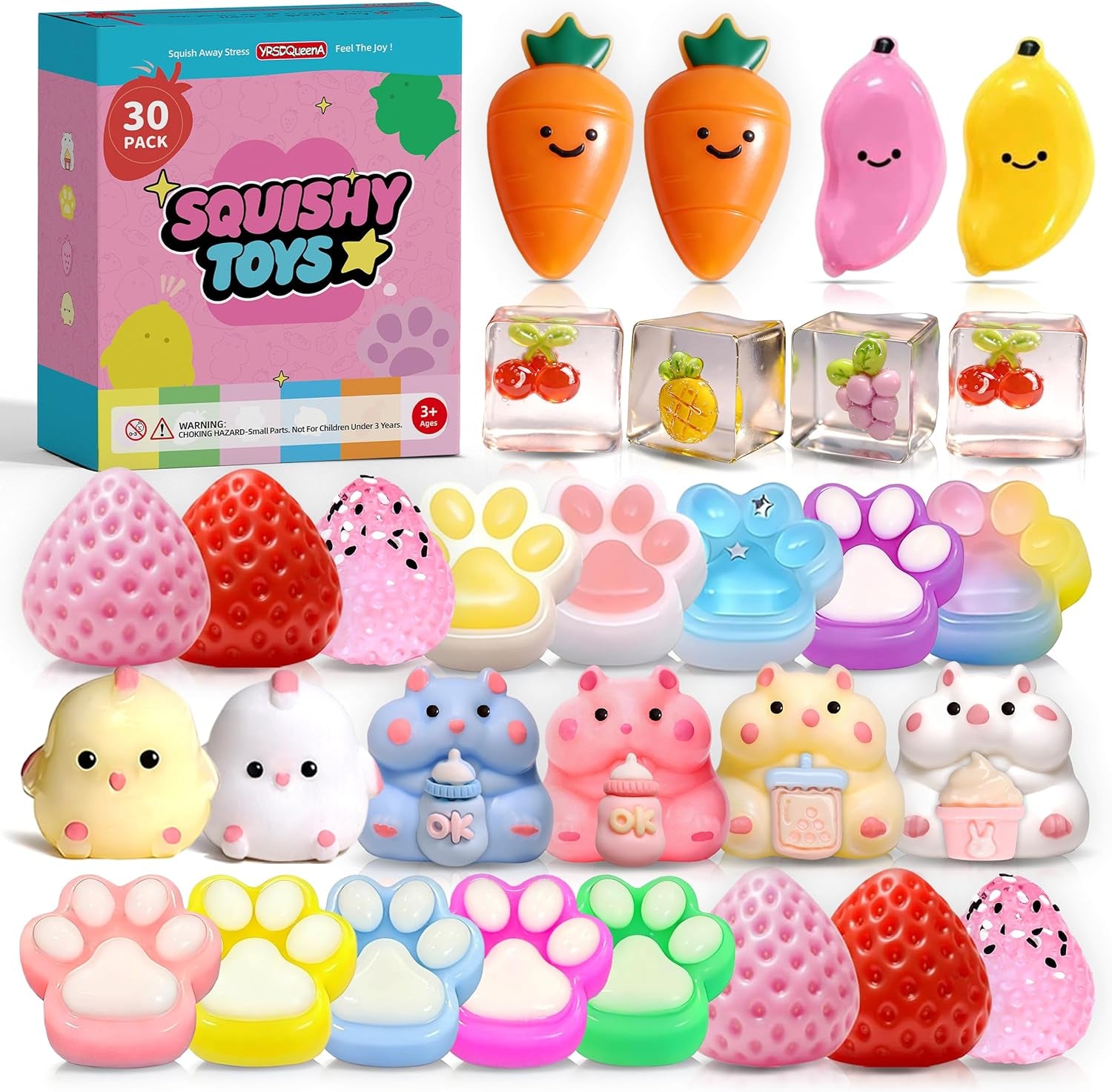 30-Pack Taba Squishy Toys Set - Mini Squishies for Kids, Ideal for Party Favors, Goodie Bag Stuffers, and Classroom Prizes