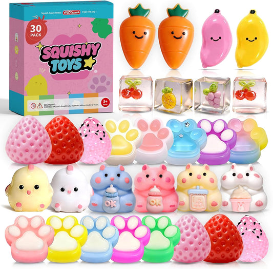 30-Pack Taba Squishy Toys Set - Mini Squishies for Kids, Ideal for Party Favors, Goodie Bag Stuffers, and Classroom Prizes