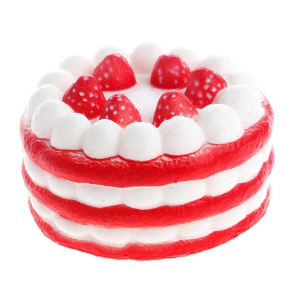 Jumbo Strawberry Cake Squishy - PU Slow Rising Stress Relief Toy for Kids
