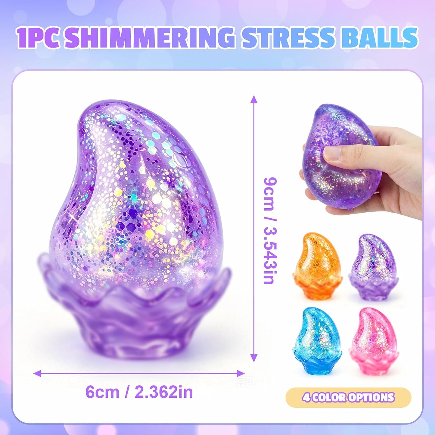 Raindrop Squishy Stress Relief Cube - Soft Sensory Calming Toy for Kids and Teens, Ideal for Party Favors and Classroom Prizes - Purple