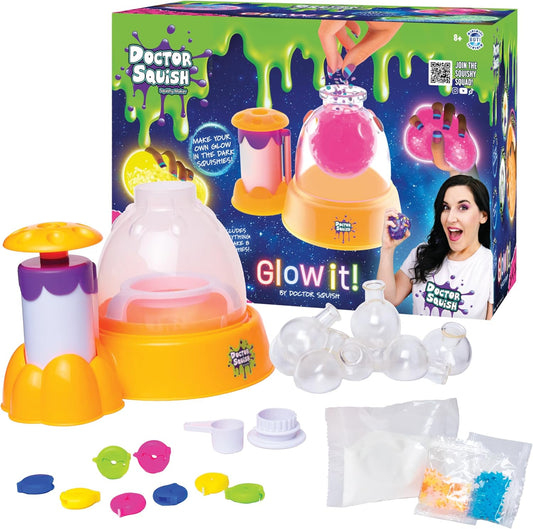 Neon Squishy Maker Station: DIY Glow-in-the-Dark Squishies Kit with Sparkles and Slime Powder for Ages 8 and Up