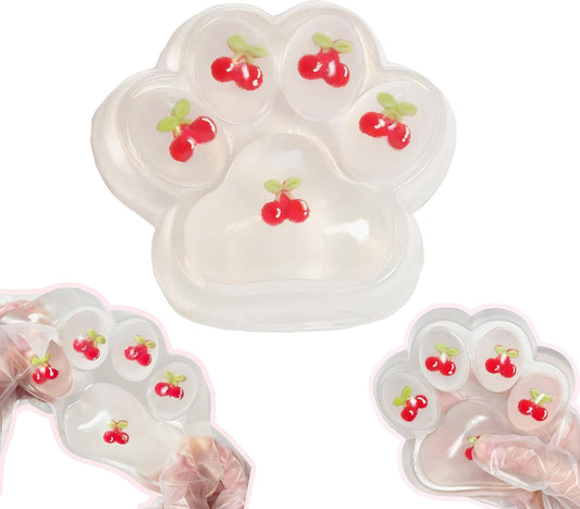 Large 5-Inch Cherry Cat Paw Taba Squishy Squeeze Toy - Cute Fufu Sensory Stress Relief Fidget for Adults and Party Favors