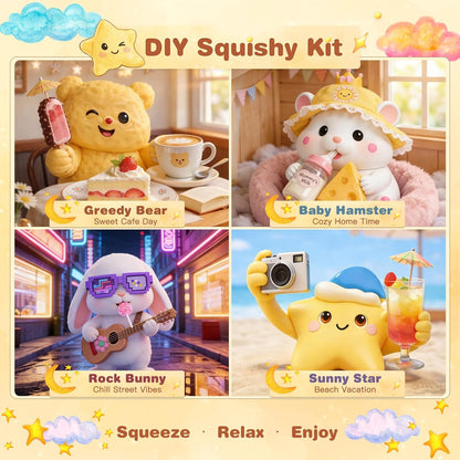 DIY Taba Squishy Kit - All-In-One Squishy Making Kit with Silicone Molds, 18OZ Liquid Silicone 1:1 AB Resin Mix, Bubble-Free & Fast Curing Flex Rubber,Cute Craft Gifts for Creative Kids & Teens