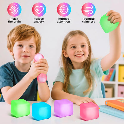4 Pack Stress Cube,Slow Rising Ice Cube Stress Balls for Adults Kids | Sensory Fidget Toy for Anxiety Relief, Square Shape Cube Squishy for Classroom Prizes, Squishy Balls for Party Favors