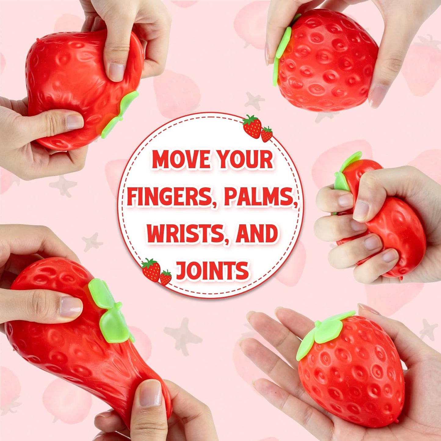 Lifelike Strawberry Squishies Squeezy Toys, 3.15 Inch Big Strawberry | Taba Squishies Sensory Toys for Kids and Adults to Relieve Stress Anxiety, Red Fruit Stress Balls, Birthdays Party Gift