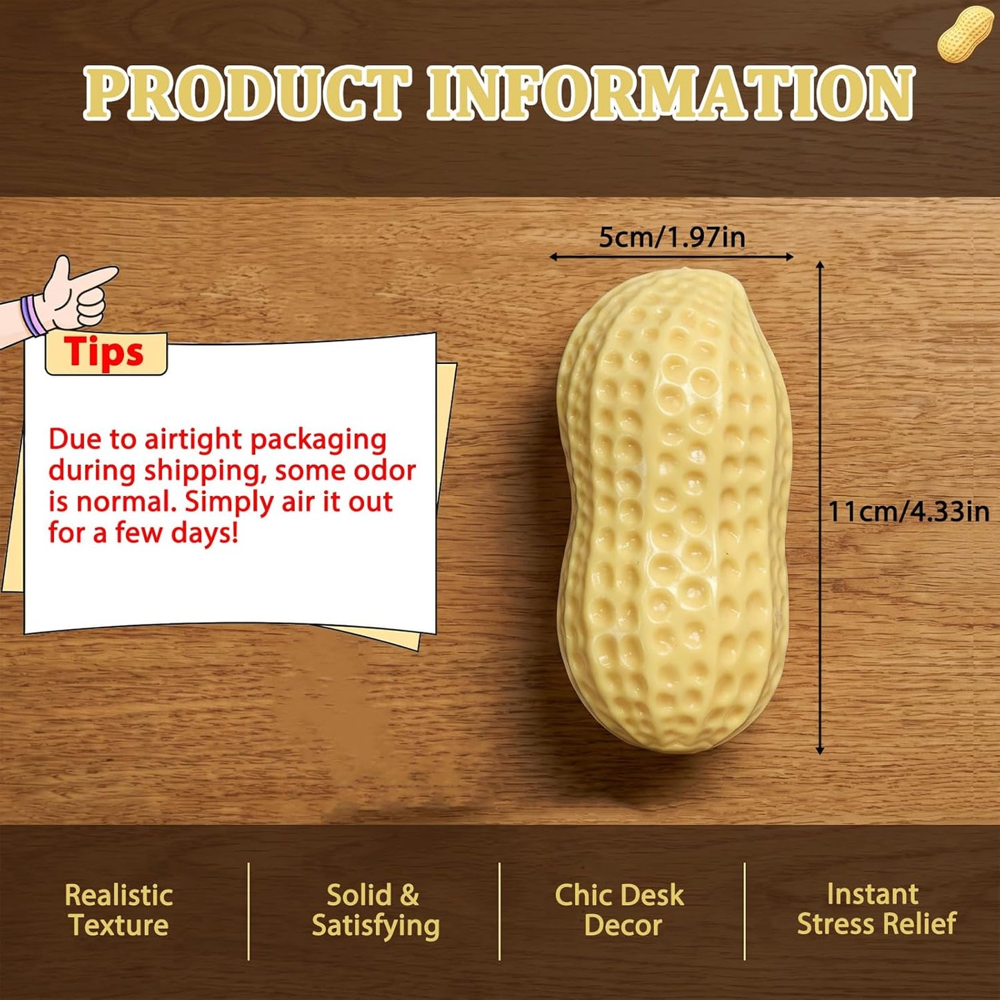 Peanut-Shaped Stress Relief Ball - Soft TPR Fidget Toy for Anxiety Relief and Hand Relaxation, Ideal for Desk Decor and Gift (1 Piece)
