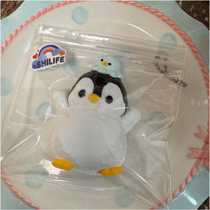 Slicone Taba Squishy, Stress Ball,Calming Fidget Toy, Penguin | FUFU Squishies Silicone Toys, Stress Relieving Fur Ball, OPP Packaging Gifts, Fidget Toys for Anxiety & Relaxation
