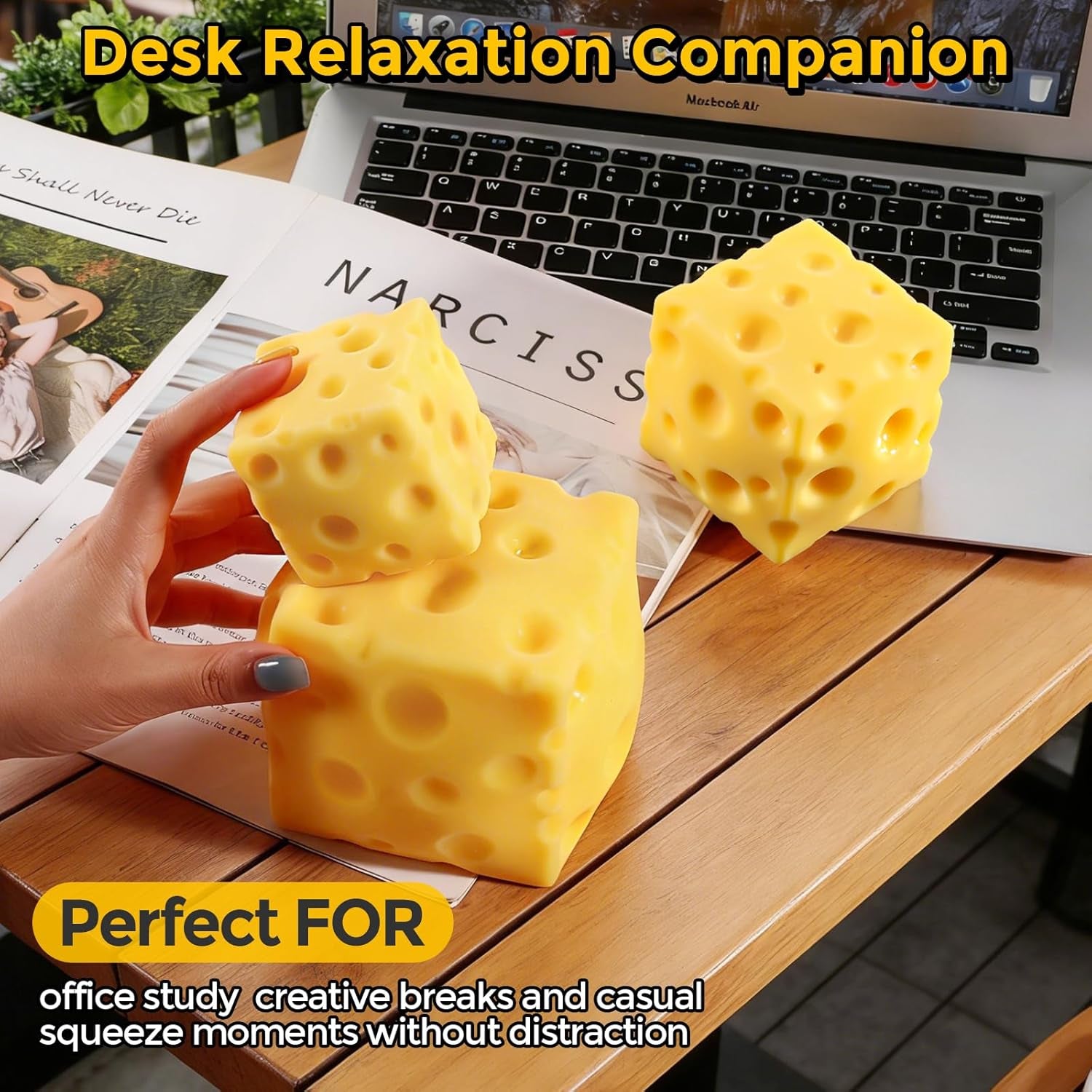 Cheese Squishy (6Cm),Cheese Block Squeeze Toy,Squishies Stress Relief Fidget Toys,Stocking Stuffer Novelty Birthday Gifts for Kids Teens Boys Girls (2.4 Inch)