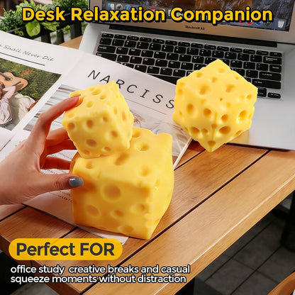 Cheese Squishy (6Cm),Cheese Block Squeeze Toy,Squishies Stress Relief Fidget Toys,Stocking Stuffer Novelty Birthday Gifts for Kids Teens Boys Girls (2.4 Inch)