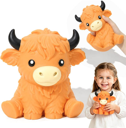 Giant Highland Cow Squishy Stress Relief Ball - Jumbo Soft Slow Rising Anxiety Toy for Parties and Favors