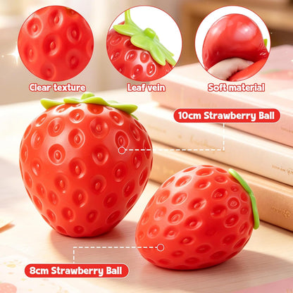 Lifelike Strawberry Squishies Squeezy Toys, 3.15 Inch Big Strawberry | Taba Squishies Sensory Toys for Kids and Adults to Relieve Stress Anxiety, Red Fruit Stress Balls, Birthdays Party Gift