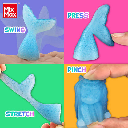 DIY Squishy Toy Making Kit - 6 Pack Rubber Doll Craft Set for Kids Ages 6-12, Glow-in-the-Dark Jumbo Glitter Silicone Crafts for Parties