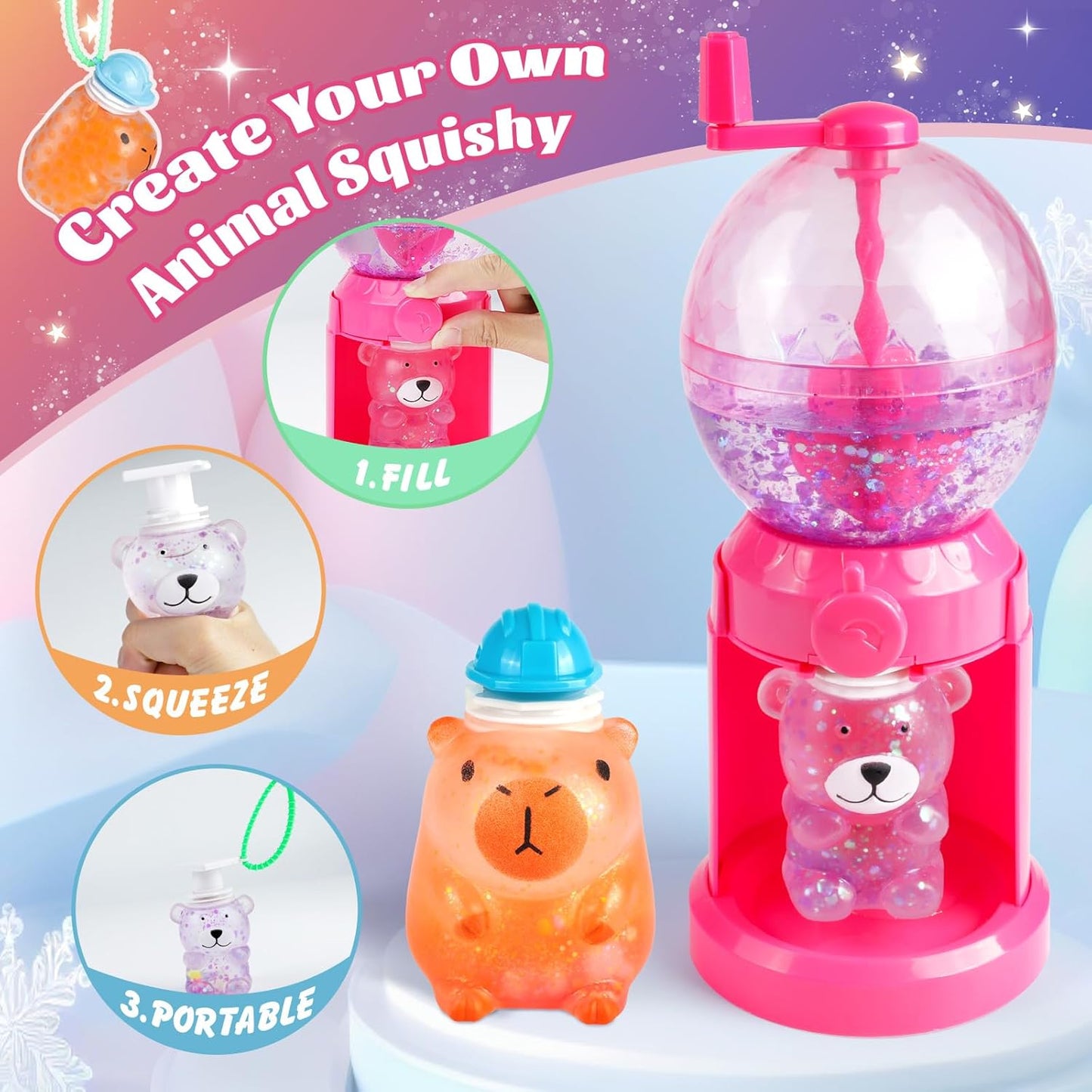 DIY Hand-Crank Squishy Maker - Create 12 Adorable Animal Squishies with Decorative Fillings for Stress Relief Gifts