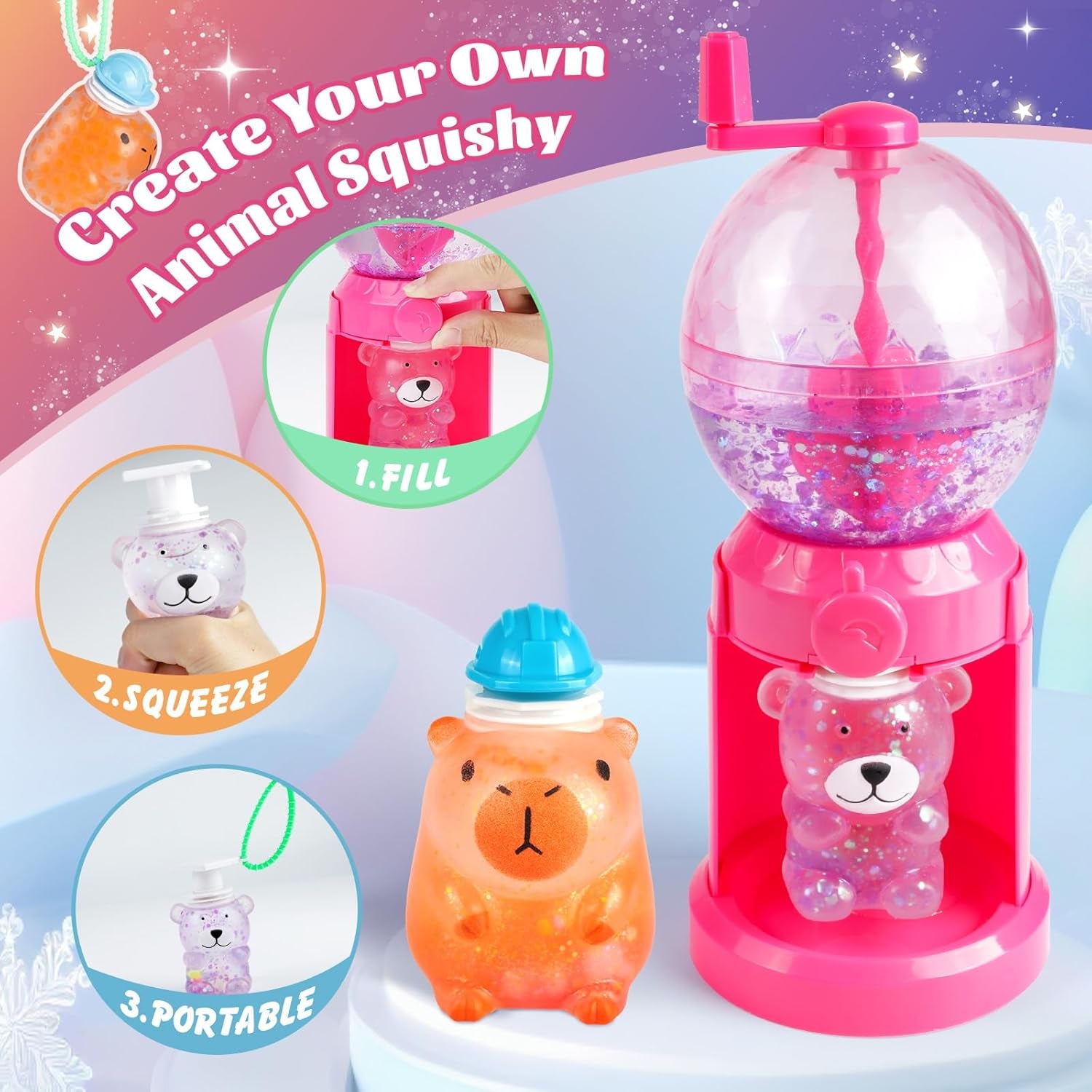 DIY Hand-Crank Squishy Maker - Create 12 Adorable Animal Squishies with Decorative Fillings for Stress Relief Gifts