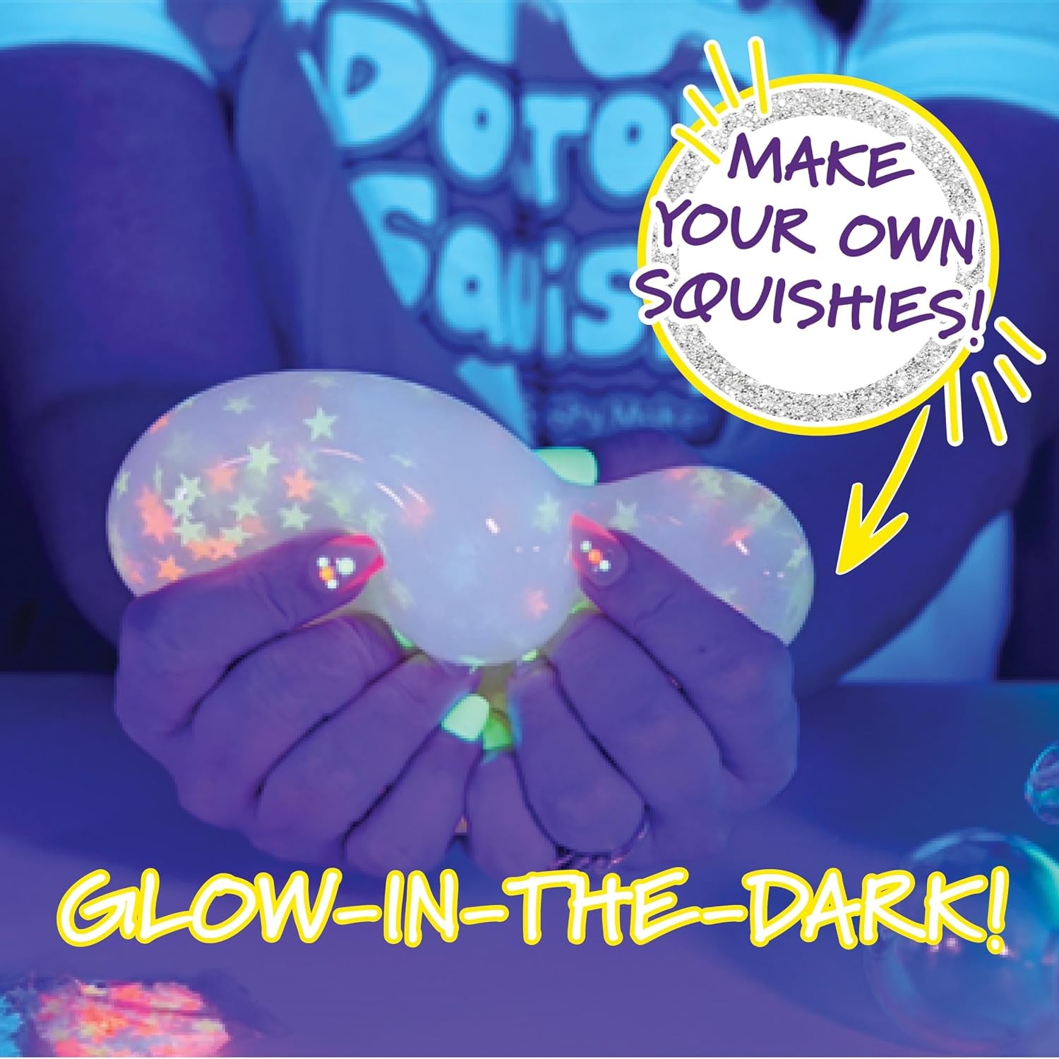 Neon Squishy Maker Station: DIY Glow-in-the-Dark Squishies Kit with Sparkles and Slime Powder for Ages 8 and Up