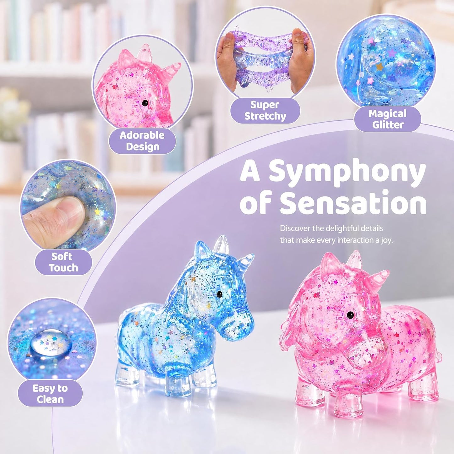 Pink Unicorn Stress Relief Squishy Ball - Glitter Sensory Figurine for Tactile Enjoyment and Party Favors