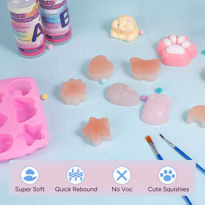 Taba Squishy Making Kit - 18oz 1:1 AB Ratio Epoxy Resin with Silicone Molds for Hamster, Pig, Rabbit, and Cat Paws