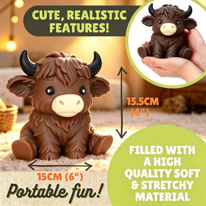 Giant Highland Cow Squishy Stress Ball - Jumbo Soft Slow Rising Toy for Anxiety Relief and Party Favors