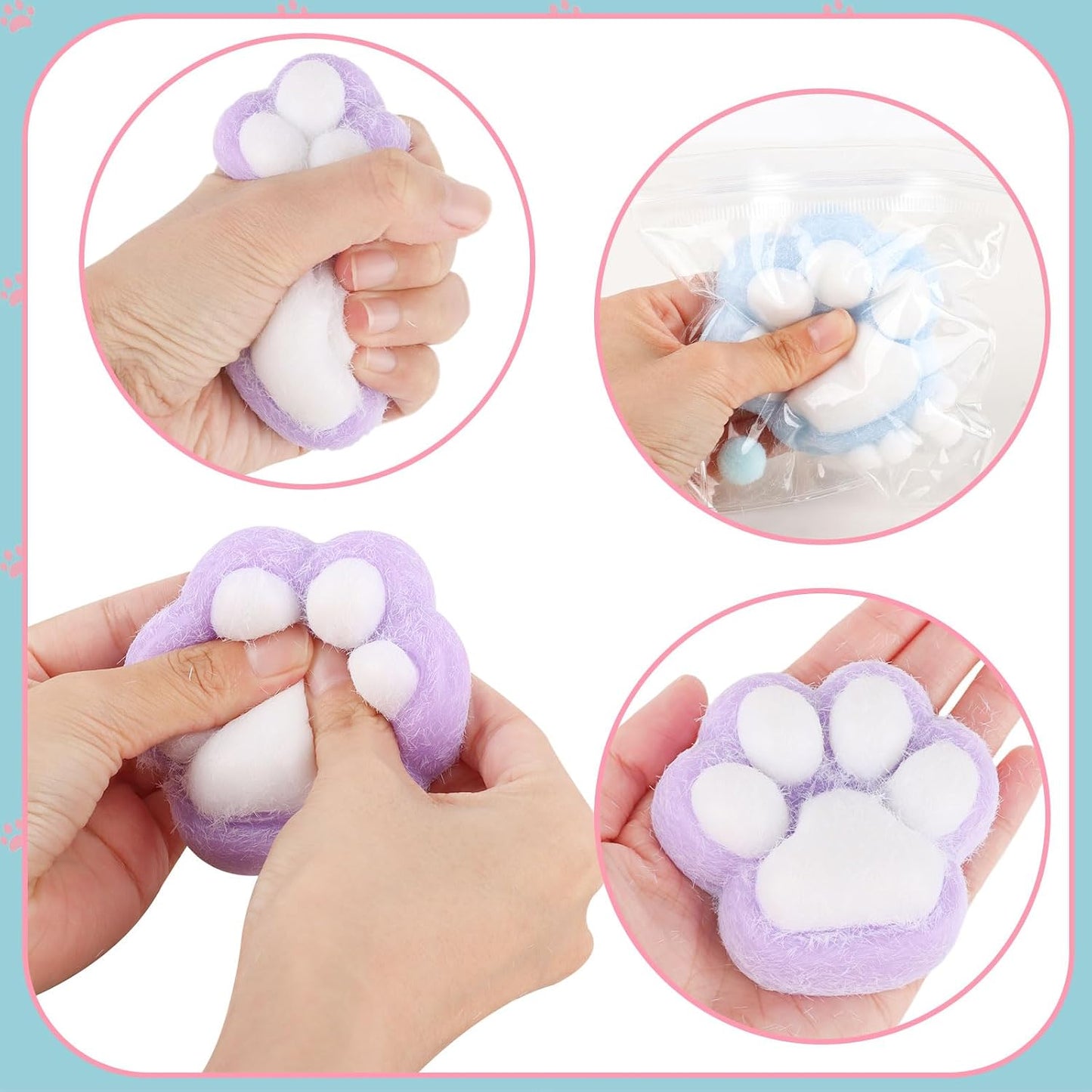 4-Pack Soft Squishy Cat Paw Stress Relief Toys for Kids and Adults - Ideal for Anxiety Management, Classroom Rewards, Birthday Gifts, and Party Favors