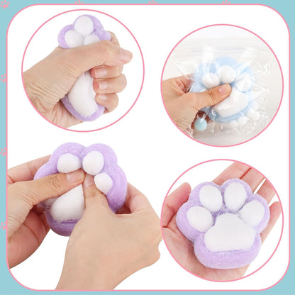 4-Pack Soft Squishy Cat Paw Stress Relief Toys for Kids and Adults - Ideal for Anxiety Management, Classroom Rewards, Birthday Gifts, and Party Favors