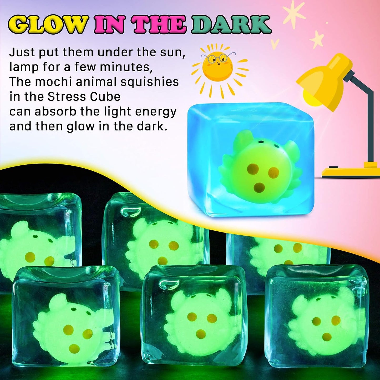 Glow in the Dark Crab Stress Relief Fidget Cube - Sensory Squishy Toy for Kids and Adults, Ideal for Autism and Anxiety Management, Perfect for Easter Basket Stuffers